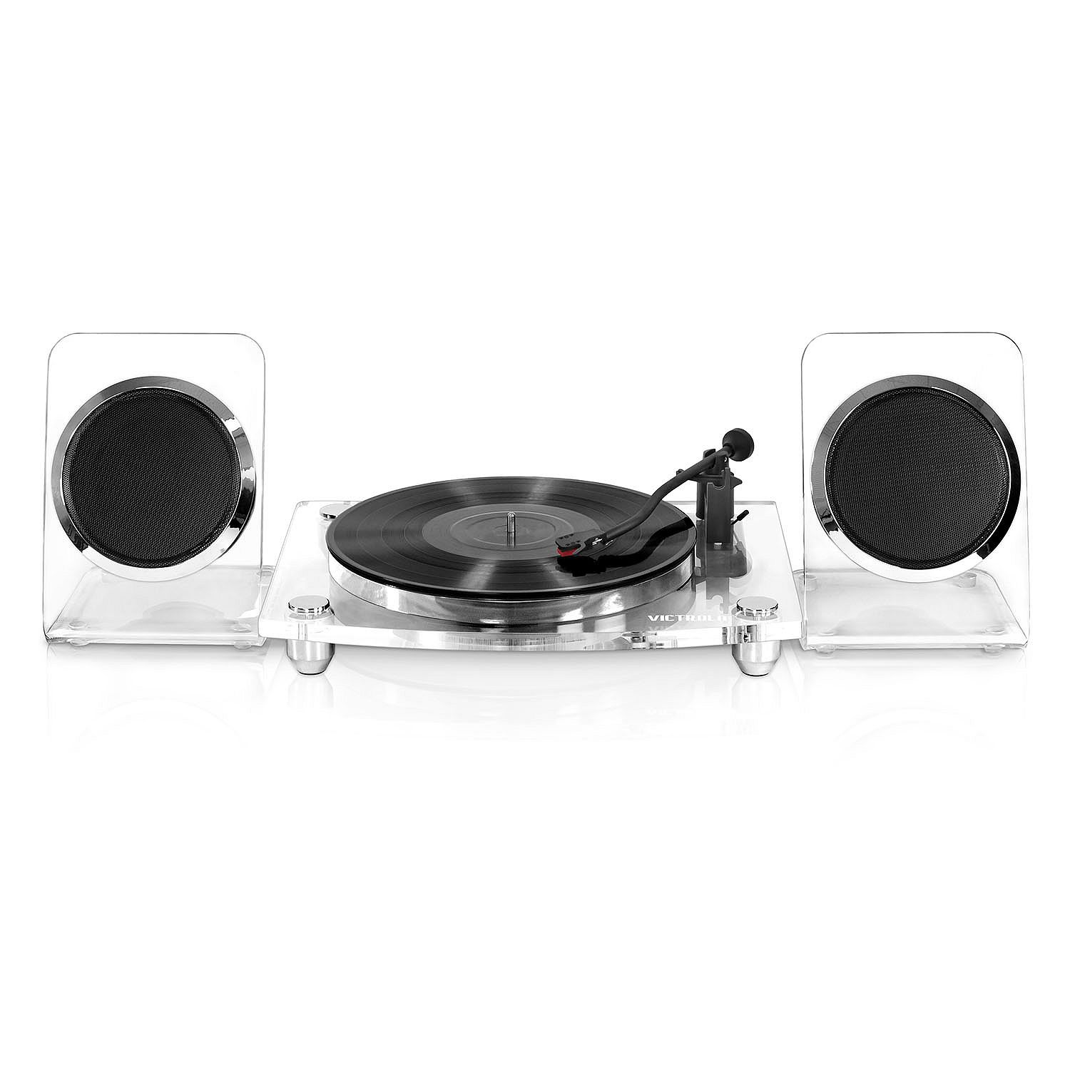 Victrola Acrylic Bluetooth 40-Watt Record Player with 2-Speed Turntable and Rechargeable Speakers
