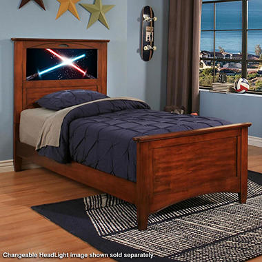 LightHeaded Beds Canterbury Twin Bed with back-lit LED Headboard Imagery in Black Color