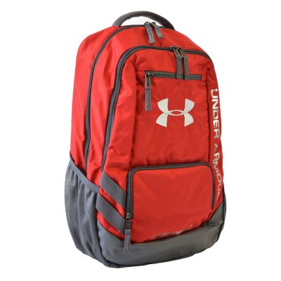 red and grey under armour backpack