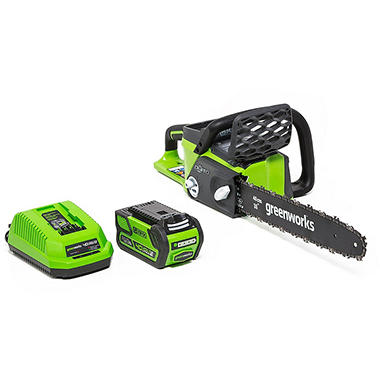 Greenworks 16″ 40V Cordless Chainsaw, 4AH Battery and Charger