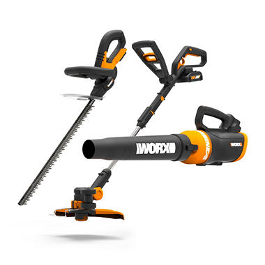WORX 20V Li-ion 3 Piece Combo Kit – Trimmer, Hedge-Trimmer, and Blower