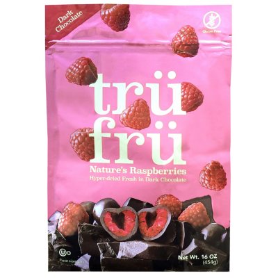 Tru Fru Dark Chocolate Covered Hyper Dried Raspberries (16oz.) - Sam's Club