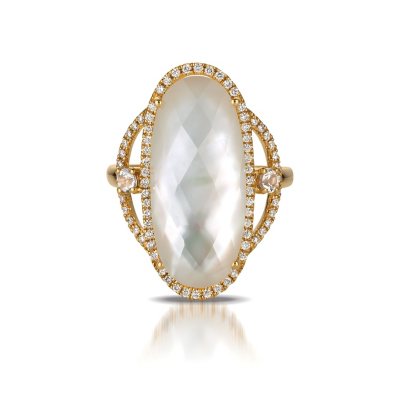 doublet ring 14k pearl mother yellow gold