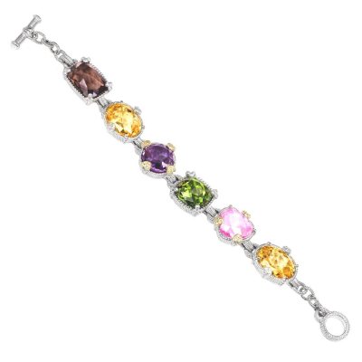 Judith Ripka Ambrosia Multi-Stone Link Bracelet in Sterling Silver and ...