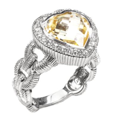 Judith Ripka Heart Canary Crystal and White Sapphire Ring in Sterling ...