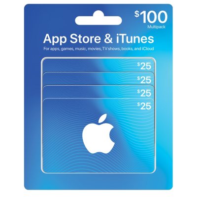 $100 App Store & iTunes Gift Cards Multipack - 4/$25 - Sam's Club