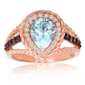roberto ricci aquamarine topaz smokey 14k quartz ring rose gold