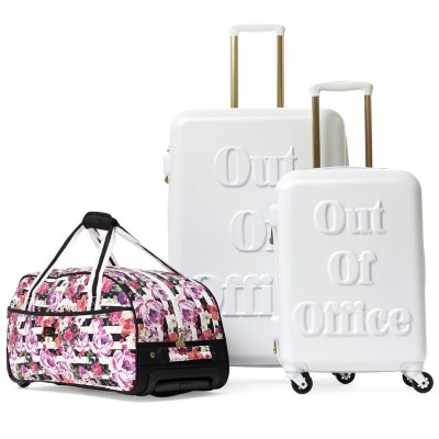 on vacay pink suitcase