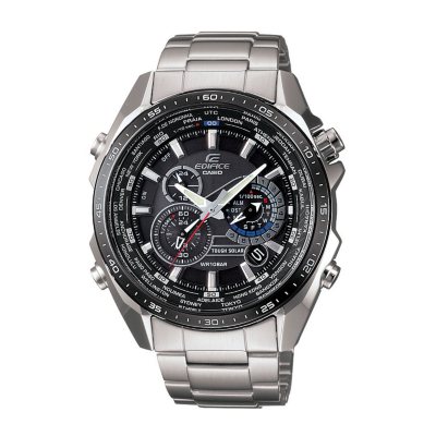 casio edifice men's solar powered steel bracelet watch