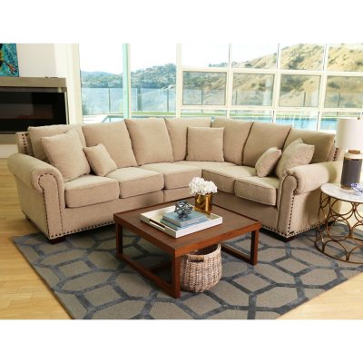 Alexandra Upholstered Sectional Sofa, Beige  Sam\u002639;s Club